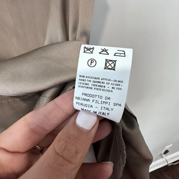 FABIANA FILIPPI Champagne Silk Midi 2 Pockets Cargo Dress Medium 12 IT44 1372 - Picture 11 of 14